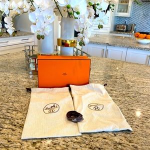 2 authentic Hermes dust bags and Empty New Hermes shoe box